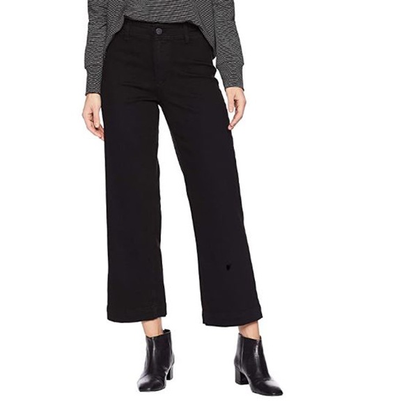 Paige Nellie Wide Leg Cropped Ankle Black Overdye Denim Jeans size 31 - Picture 2 of 15